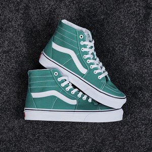 SK8-Hi Tapered墨绿黑色双色鞋带白色绿色高帮帆布板鞋男鞋女鞋