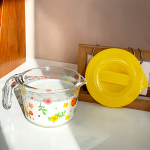 带刻度耐热量杯厨房烘焙专用加厚高硼硅玻璃杯家用带把手计量水杯