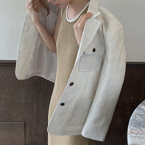 Acme 时髦廓形薄款棉麻西装女2023秋季十三行新款工装风外套02967