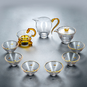 玻璃茶具套装家用整套耐热功夫茶杯子小套简约透明过滤泡茶礼盒装