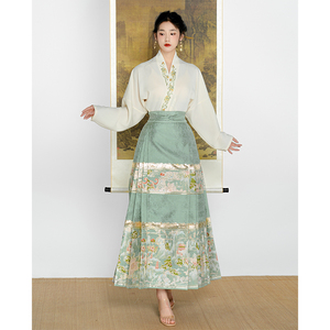 明制汉服女新中式织金马面裙高端日常可穿2024新款春季国风高级感