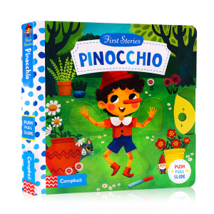 First Stories Pinocchio 系列童话篇木偶奇遇记匹诺曹英文原版绘本低幼启蒙机关操作纸板书推拉滑动趣味玩具书Campbell  Busy