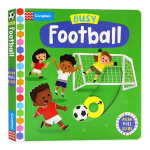 2022新版Busy系列 忙碌的足球机关操作书 英文原版绘本 Busy Football 推拉滑动纸板书 儿童英语启蒙低幼趣味游戏玩具书 亲子互动