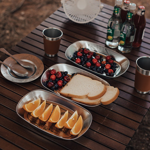 户外露营水果盘欧式复古 马口铁金属零食盘托盘餐盘果盆 野外餐具