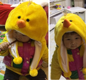短款黄色小鸡卡通动物帽子2色可选六一活动道具新年礼物