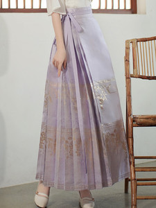 2024新款紫色织金刺绣马面裙配上衣新中式国风高级感百褶半身裙女