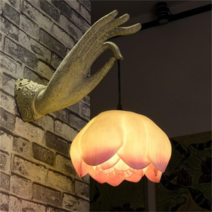 创意新中式佛手壁灯禅意书房卧室背景墙走廊过道阳台装饰荷花灯具