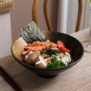 创意日式拉面碗大号面条碗商用斗笠碗陶瓷碗家用饭碗汤碗餐具套装