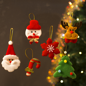 圣诞树装饰配件配饰 圣诞节元素装饰品雪人老人小挂件 一包6个装