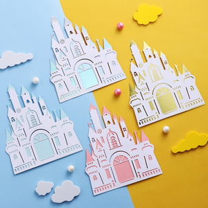 纸片城堡蛋糕装饰插件网红生日蛋糕卡通公主玩具烘焙装扮配件插牌