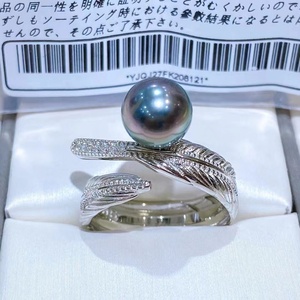 日式DIY含日标配件S925纯银珍珠羽翼空托戒指环开口复古时尚金色