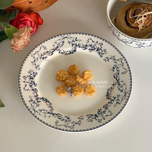中式复古蓝碎花系列餐具典雅碗盘早餐盘甜品盘米饭碗古韵有格调