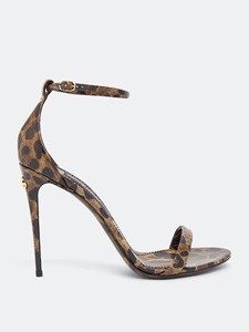 Dolce & Gabbana Kim豹纹凉鞋 高跟 女款 棕色 正品代购 CR1339