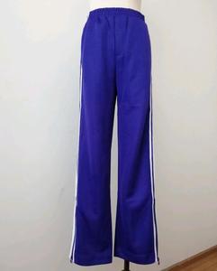 摩系列蓝紫色松紧腰口袋拉链直筒运动休闲裤MA181PAT202