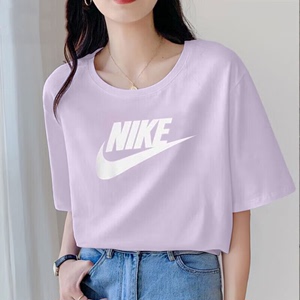紫色短袖女装耐克正品夏季新款宽松休闲透气瑜伽服运动T恤DX7907