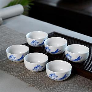 麦奇翔功夫小茶杯6只装陶瓷单个品茗杯茶盏紫砂茶碗描金青瓷白瓷