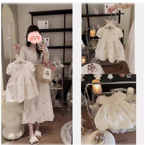 cicibaby亲子装夏季新款母女装韩版高端刺绣蕾丝连衣裙女童公主裙