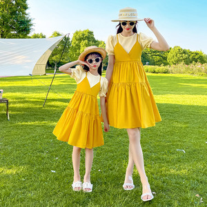 女童连衣裙夏装2023新款夏季韩版亲子装时髦母女装儿童洋气碎花裙