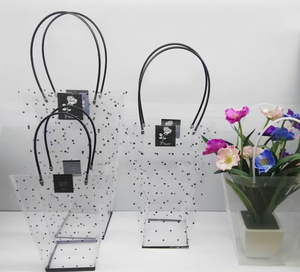 新款PVC透明花袋 UV环保印刷T形花束袋 PP鲜花手提袋 玫瑰花袋