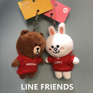 韩国正品LINE FRIENDS正版布朗熊可妮兔玩偶挂件毛绒公仔钥匙扣链