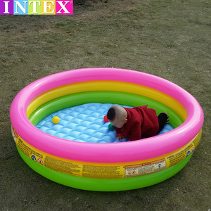 INTEX大号三环水池宝宝戏水游泳圈 幼儿加厚充气浴盆儿童海洋球池