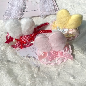 【一只熊在手作】原创Lolita摘草莓甜蜜庆典小物发夹 兔子边夹