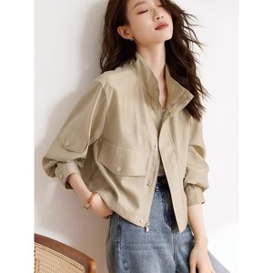 韩版宽松休闲短款遮肉显瘦小众设计感纯色拉链开衫气质高级感外套