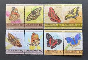圣文森特格林纳丁斯尤宁岛邮票1985蝴蝶8全新