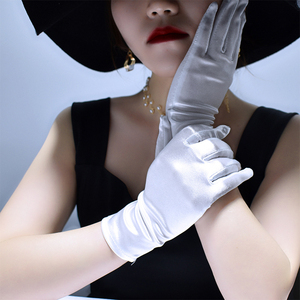 珠宝店导购专用白手套丝绸缎面高档拍照弹力礼仪首饰展示黑色礼服
