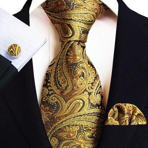 领带男黄色花纹复古手打正装商务拉链式免打结高端西服衬衫配饰潮