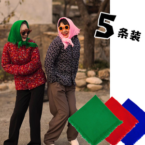 农村干活戴的头巾女村姑绿色包头表演出农村老式表演拍照东北围巾