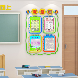 班级文化布置中小学班务栏墙贴立体课程作息表公告栏创意教室装饰