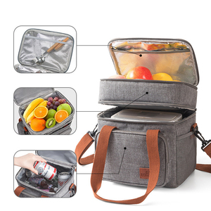 双层保温袋手提袋保冷饭盒便当包大容量户外露营野餐包斜挎午餐包