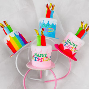 ins网红蛋糕蜡烛发箍 宝宝儿童生日派对彩色蛋糕帽拍照布置装扮
