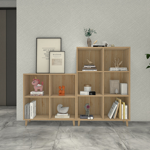 书架落地简易置物架卧室小型收纳客厅格子柜办公室实木储物柜书柜