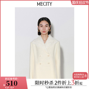 MECITY女士夏季新款蕾丝复古双排扣修身款挺括西服536921