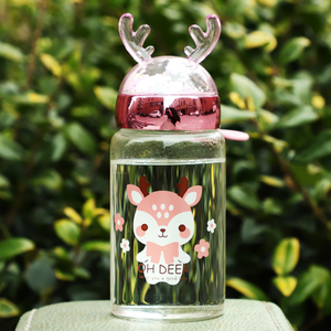 小鹿玻璃杯子创意潮流个性小兔微景观水杯女士学生超可爱随手杯
