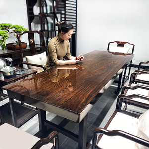 黑檀实木大板茶桌整板现代家具茶台餐桌红木简约实木原木大板桌
