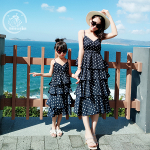 儿童沙滩裙亲子母女巴厘岛海边度假长裙女童吊带泰国普吉岛连衣裙