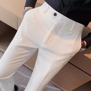 高级感白色西裤男夏季2024新款韩版潮流修身小脚商务正装休闲裤子