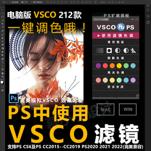 【兼容PS2024】VSCO电脑版全滤镜会员预设PS插件一键调色win/mac
