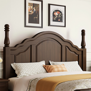 美式乡村床复古全实木床1.8米双人婚床主卧大床1.5m超薄床头法式
