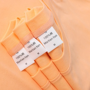 200g暖橙色短袖t恤女亮橙色浅橙色鹅黄纯棉宽松五分袖上衣男夏季