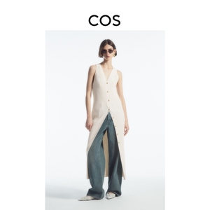 COS女装 2024夏季标准版型纽扣式罗纹针织连衣裙象牙色1222929001