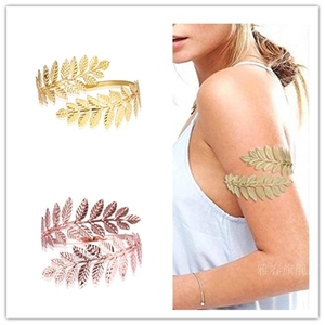 新款时尚波西米亚风合金叶片臂环的新娘发饰金色桂冠树叶头饰森系