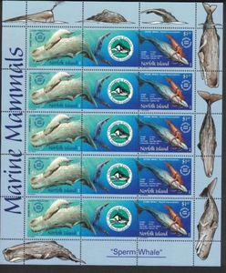 外国邮票诺福克岛小版张 2002 与新喀里多尼亚联合发行 海洋动物