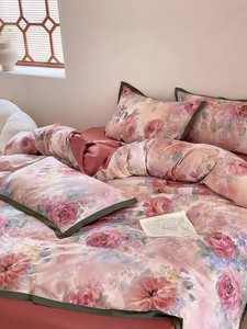 富贵花︱油画风长绒棉四件套纯棉高级感花卉被套复古全棉床上用品