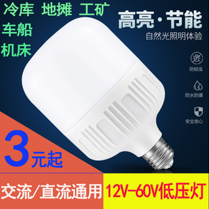 低压交流直流12V24V36V48V60伏LED灯泡E27螺口地摊电瓶机床太阳能