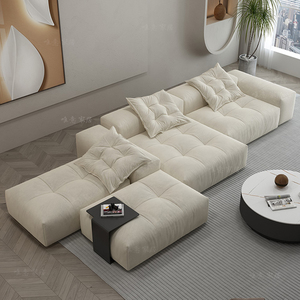 意式极简磨砂绒双面方块沙发客厅现代简约自由组合豆腐块布艺沙发