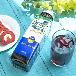 伊村山野浓缩野生蓝莓果汁饮料玻璃瓶 1:5兑水饮用420ml*2瓶